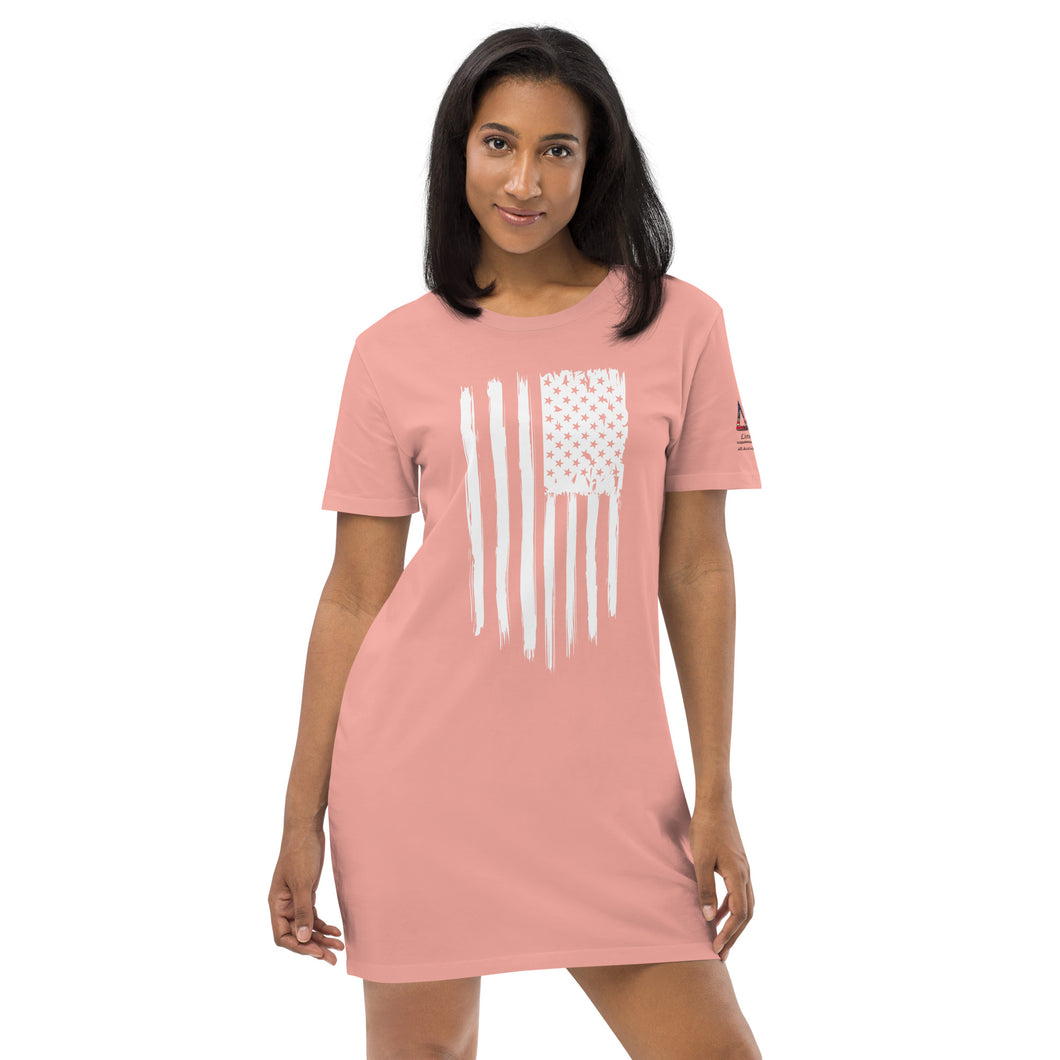 Torn American Flag Womens Organic cotton t-shirt dress