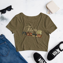 Load image into Gallery viewer, Filets &amp; Freedom Women’s Crop Tee
